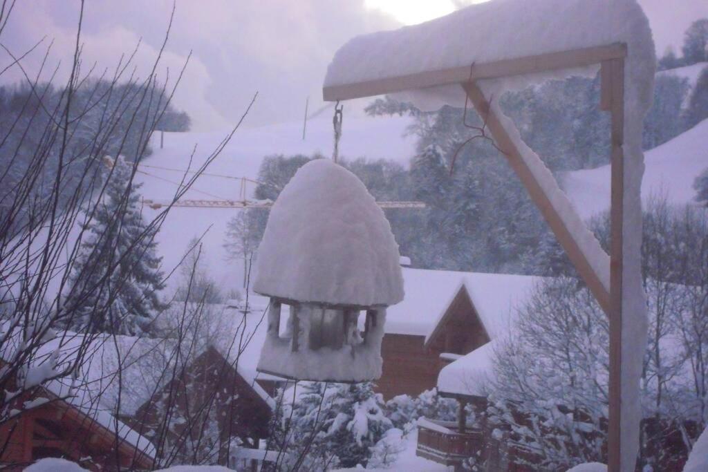 A4 km de Megève très joli studio avec jacuzzi ,vue sur les montagnes au calme Praz-sur-Arly Esterno foto