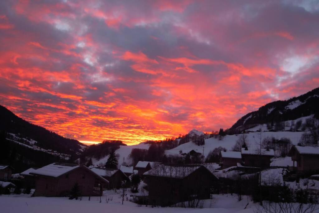 A4 km de Megève très joli studio avec jacuzzi ,vue sur les montagnes au calme Praz-sur-Arly Esterno foto