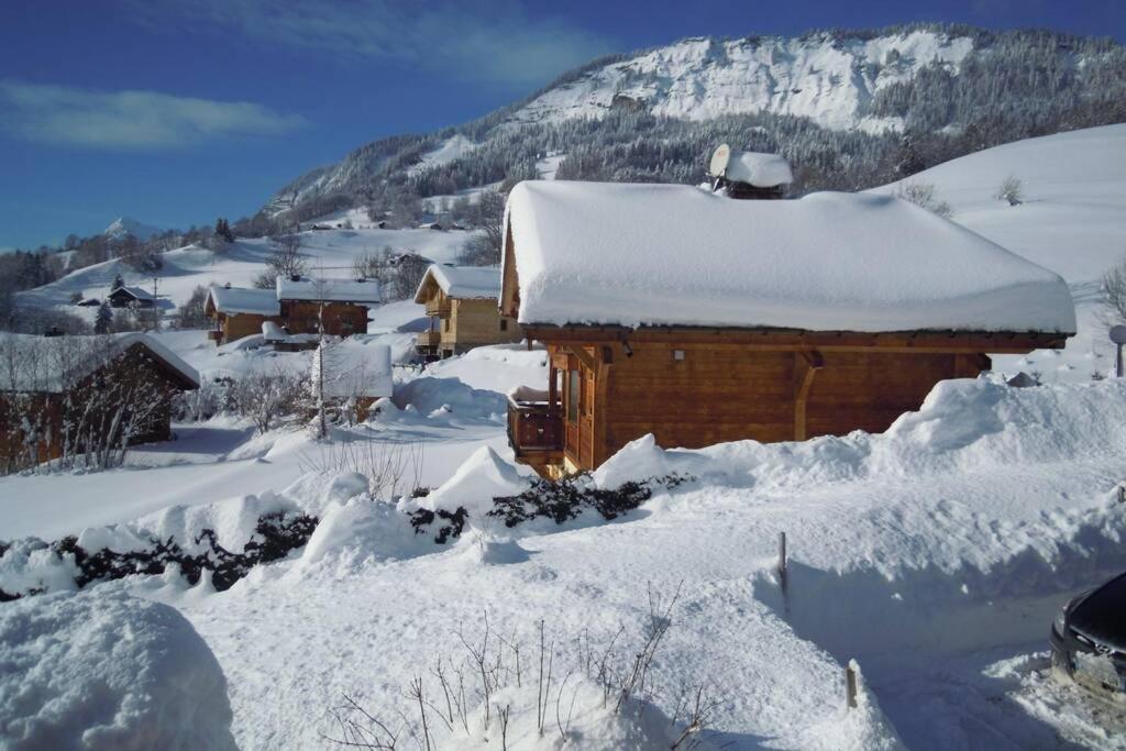 A4 km de Megève très joli studio avec jacuzzi ,vue sur les montagnes au calme Praz-sur-Arly Esterno foto
