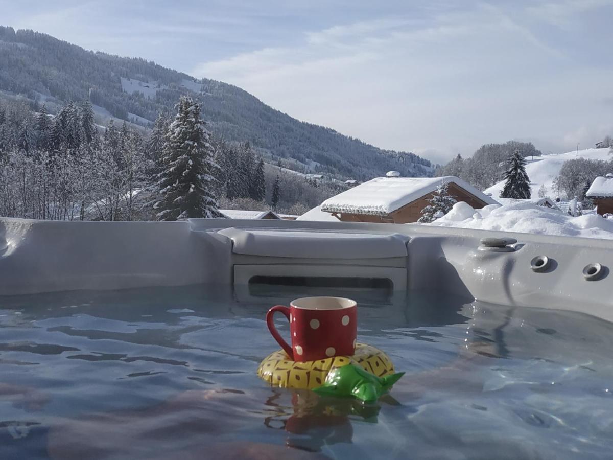 A4 km de Megève très joli studio avec jacuzzi ,vue sur les montagnes au calme Praz-sur-Arly Esterno foto